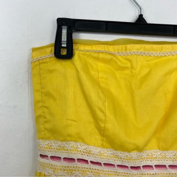 Cynthia Steffe Strapless Embroidered Pink Floral Yellow Lace Strapless Dress - Picture 5 of 16